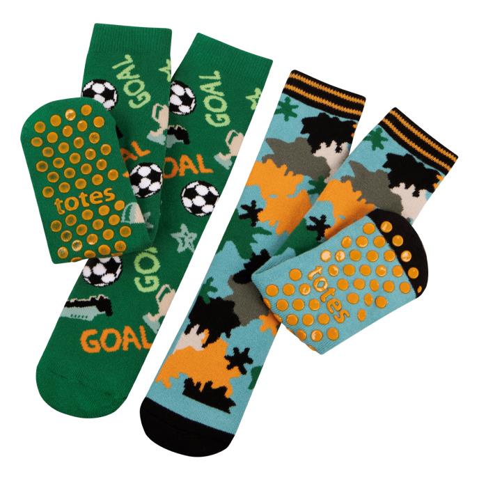 totes toasties® Kids Original Slipper-Sox (Twin Pack)  Football / Camo Extra Image 2